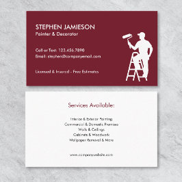 Painter & Decorator Painting Services Red White Visitenkarte