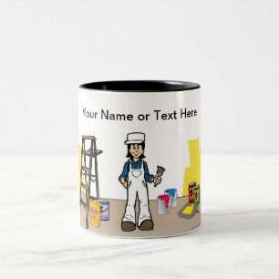 Painter - Female Cartoon by PrintedPerfection.com Zweifarbige Tasse