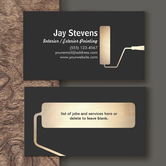 Painter Gold Paint Roller Black Business Card Visitenkarte