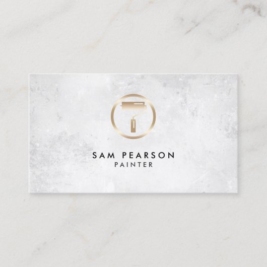 Painter Gold Paint Roller Brush Icon Business Card Visitenkarte (Vorderseite)