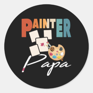 Painter Papa Artist Design For Father's Day Runder Aufkleber