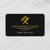 Painter QR Code Black Yellow Rounded Painting Visitenkarte (Vorderseite)