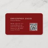 Painter QR Code Burgundy Red Rounded Painting Visitenkarte (Rückseite)
