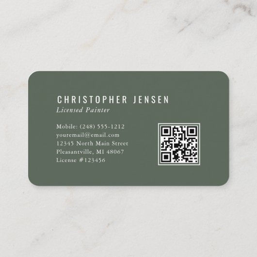 Painter QR Code Dark Green Rounded Painting Visitenkarte (Rückseite)