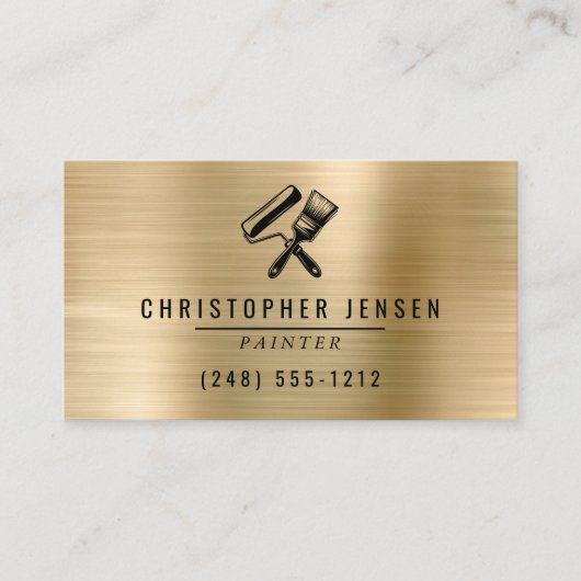 Painter QR Code Gold Black Metallic Painting Visitenkarte (Vorderseite)