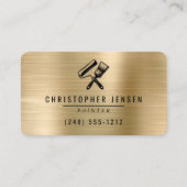 Painter QR Code Gold Black Metallic Rounded Visitenkarte (Vorderseite)