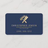 Painter QR Code Navy Blue Gold Rounded Painting Visitenkarte (Vorderseite)