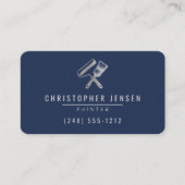 Painter QR Code Navy Blue Silver Rounded Painting Visitenkarte (Vorderseite)
