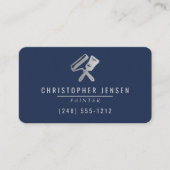 Painter QR Code Navy Blue Silver Rounded Painting Visitenkarte (Vorderseite)