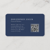 Painter QR Code Navy Blue Silver Rounded Painting Visitenkarte (Rückseite)