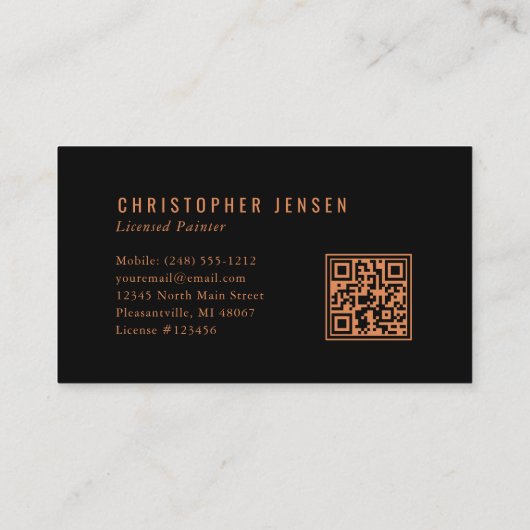 Painter QR Code Painting Business Black Copper Visitenkarte (Rückseite)