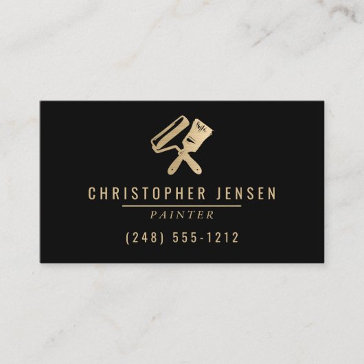 Painter QR Code Painting Business Black Gold Visitenkarte (Vorderseite)