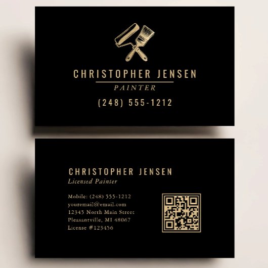 Painter QR Code Painting Business Black Gold Visitenkarte