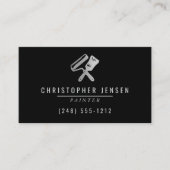 Painter QR Code Painting Business Black Silver Visitenkarte (Vorderseite)