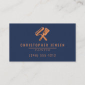 Painter QR Code Painting Business Navy Blue Copper Visitenkarte (Vorderseite)