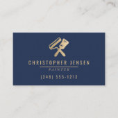 Painter QR Code Painting Business Navy Blue Gold Visitenkarte (Vorderseite)