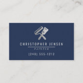 Painter QR Code Painting Business Navy Blue Silver Visitenkarte (Vorderseite)
