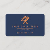 Painter QR Code Painting Navy Blue Copper Rounded Visitenkarte (Vorderseite)