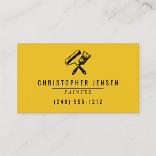 Painter QR Code Yellow Black Painting Visitenkarte (Vorderseite)