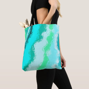 Painterly Abstrakt Wavy Blue Aqua Green Künstleris Tasche