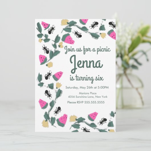 Painterly Ant Picnic Bug Birthday (Stehend Vorderseite)
