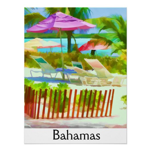 Painterly Bahamas Sommer Vacation Beach Szene Poster (Vorderseite)