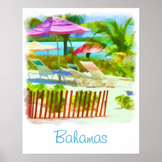 Painterly Bahamas Sommer Vacation Beach Szene Poster (Vorne)