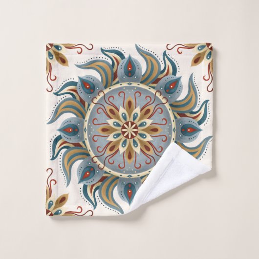 Painterly Boho Mandala Badhandtuch Set (Waschlappen)