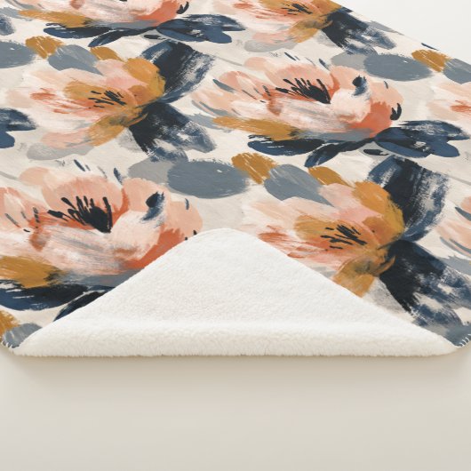 Painterly Floral Botanical Sherpa Blanket Sherpadecke (3/4)