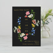 Painterly Floral Frame Wedding Foto Save the Date Folieneinladung (Stehend vorne)