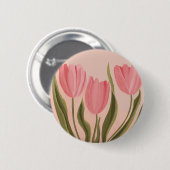 Painterly Hübsch Pink Tulips Button (Vorne & Hinten)