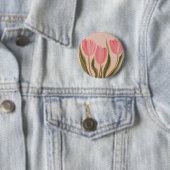 Painterly Hübsch Pink Tulips Button (Beispiel)