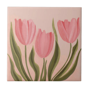Painterly Hübsch Pink Tulips Fliese