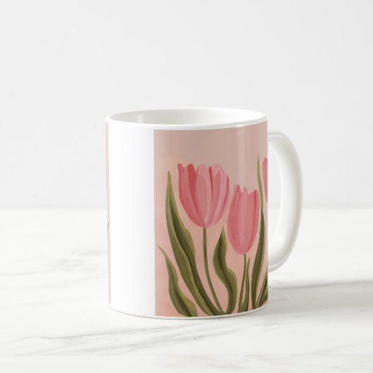 Painterly Hübsch Pink Tulips Kaffeetasse (VorderseiteRechts)