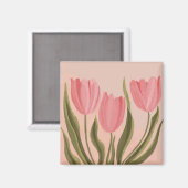 Painterly Hübsch Pink Tulips Magnet (Vorderseite/Rückseite)