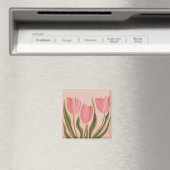 Painterly Hübsch Pink Tulips Magnet (In Situ (Geschirrspüler))