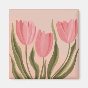 Painterly Hübsch Pink Tulips Magnet