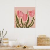 Painterly Hübsch Pink Tulips Poster (Küche)
