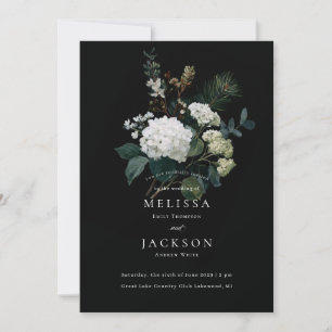 Painterly Hydrangea Winter Wedding Einladung