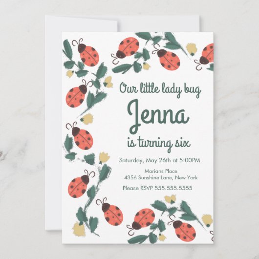 Painterly Lady Bug Birthday (Vorderseite)