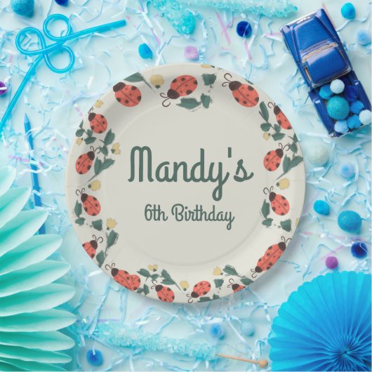 Painterly Lady Bug Birthday Garden Party Pappteller (Party)