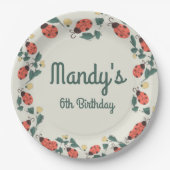 Painterly Lady Bug Birthday Garden Party Pappteller (Vorderseite)