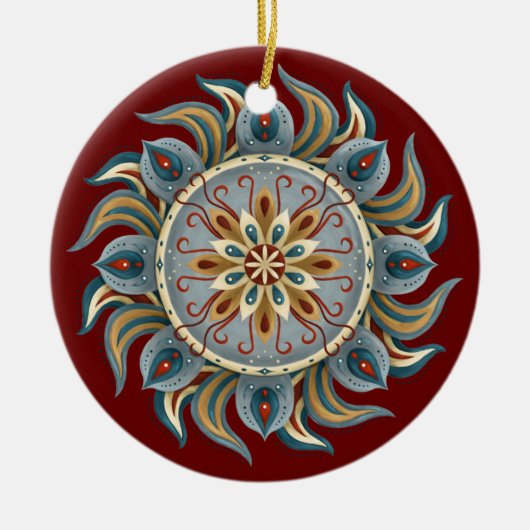 Painterly Mandala Keramik Ornament (Vorne)
