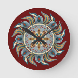 Painterly Mandala Runde Wanduhr