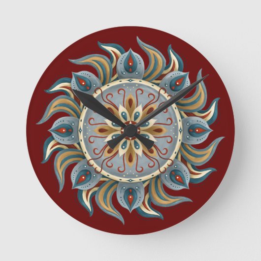 Painterly Mandala Runde Wanduhr (Vorderseite)