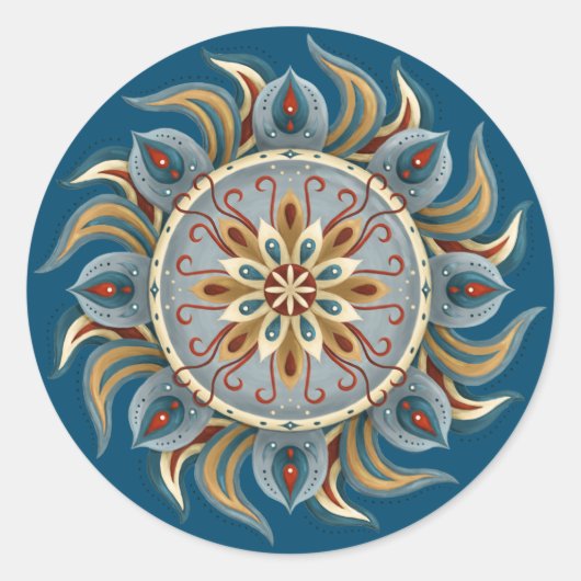 Painterly Mandala Runder Aufkleber (Vorderseite)