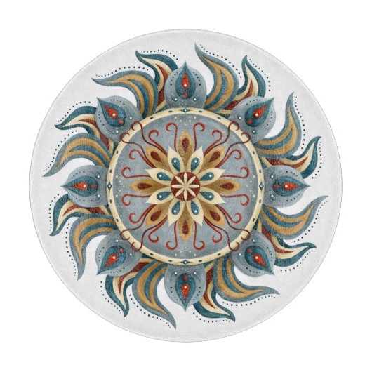 Painterly Mandala Schneidebrett (Vorderseite)