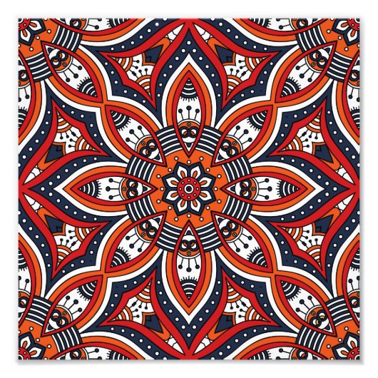 Painterly Nature Boho Floral Mandala Fotodruck (Vorne)