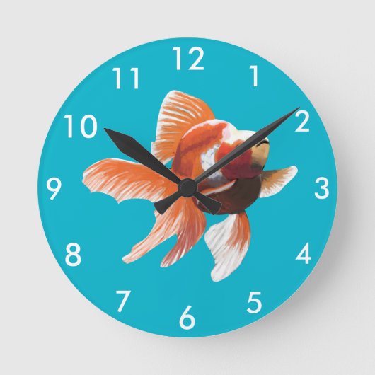 Painterly Orange und White Goldfish Runde Wanduhr (Vorderseite)