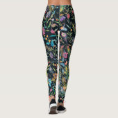 Painterly Peacock Feather, Floral Vines Boho Chic  Leggings (Rückseite)
